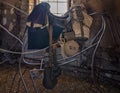 Saddle and gear for a soldier`s horse, Continental Army on display at the Fort Davis National Historic Site in Fort Davis, Texas. Royalty Free Stock Photo