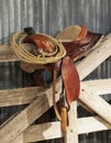 A Saddle and a Lariat on a Gate