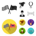 Saddle, medal, champion, winner .Hippodrome and horse set collection icons in monochrome,flat style vector symbol stock Royalty Free Stock Photo