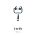 Saddle outline vector icon. Thin line black saddle icon, flat vector simple element illustration from editable wild west concept Royalty Free Stock Photo