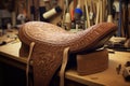 saddle in progress, showing detailed craftsmanship