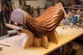 saddle in progress, showing the layers
