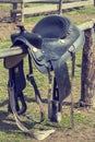 Saddle for riding a horse Royalty Free Stock Photo