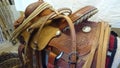 A Quarter Horse Western Show Saddle with tack Royalty Free Stock Photo