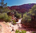 Saddleback Tuacahn desert hiking trail views, Padre Canyon,  Cliffs National Conservation Area Wilderness, Snow Canyon State Park Royalty Free Stock Photo