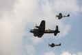 Memorial flight of Lancaster Bomber heavy war time air plane. Royalty Free Stock Photo