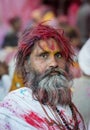 Sadhu baba at nandgaon Temple during Holi Festival,UttarPradesh,India Royalty Free Stock Photo