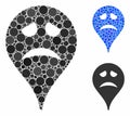 Sadly smiley map marker Mosaic Icon of Round Dots