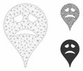Sadly Smiley Map Marker Vector Mesh Wire Frame Model and Triangle Mosaic Icon