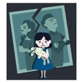 Sadness of divorce separation child vector illustration