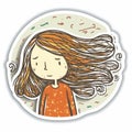 sadness girl, teenager sticker humanized characters funny vector artistic and delicate minimalist hand drawn doodle