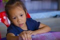 The Sadness of the Lovely Asian kid crying, Asian little girl crying and sad Royalty Free Stock Photo