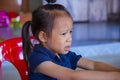 The Sadness of the Lovely Asian kid crying, Asian little girl crying and sad Royalty Free Stock Photo