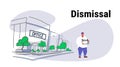 Sadness overweight worker carrying box with things dismissal concept dismissed man going away unemployment crisis office