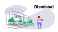 Sadness overweight worker carrying box with things dismissal concept dismissed woman going away unemployment crisis