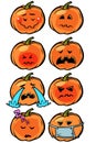 Sadness sleep illness tears loneliness Emoji Halloween pumpkin set collection