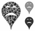 Sadness smiley map marker Mosaic Icon of Rugged Parts