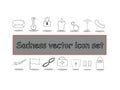 Sadness vector icon set. Thin simple collection illustration black