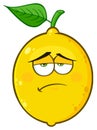 Sadness Yellow Lemon Fruit Cartoon Emoji Face Character With Tired Expression