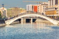 Sadovnichesky bridge over the Moscow river Bypass canal in Moscow in the spring on a Sunny morning. Moscow, Russia-May 2018 Royalty Free Stock Photo