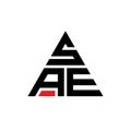 SAE triangle letter logo design with triangle shape. SAE triangle logo design monogram. SAE triangle vector logo template with red