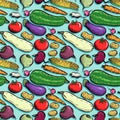 Saemless vector pattern with drawing vegetables