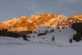 The Saentis massif in evening light, winter landscape, Canton Appenzell-Ausserrhoden, Switzerland Royalty Free Stock Photo