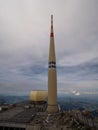 Saentis transmission tower on summit peak of Santis Alpstein Appenzell swiss alps Switzerland