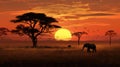 safari adventure scene sunrise landscape