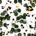 Safari Africa design of leopard. Vector. Modern animal skin prints and flower hand drawn seamless pattern Royalty Free Stock Photo