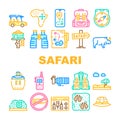 Safari African Hunting Vacation Icons Set Vector Royalty Free Stock Photo