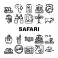 Safari African Hunting Vacation Icons Set Vector Royalty Free Stock Photo