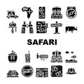 Safari African Hunting Vacation Icons Set Vector Royalty Free Stock Photo