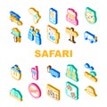 Safari African Hunting Vacation Icons Set Vector Royalty Free Stock Photo