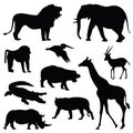 Safari animal silhouette illustration set