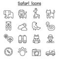 Safari , animal, wildlife, animal icon set in thin line style Royalty Free Stock Photo