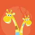 Safari animals - big and small giraffe Royalty Free Stock Photo