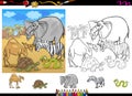 Safari animals coloring page set Royalty Free Stock Photo
