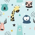 Safari baby animals seamless funny pattern Royalty Free Stock Photo