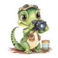 Safari Crocodile watercolor illustration, safari animals clipart