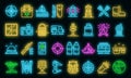 Safari equipment icons set vector neon