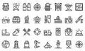 Safari equipment icons set, outline style