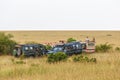 Safari game drive on the savannah in Masai Mara, Kenya