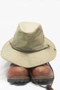 Safari Hat and Hiking Boots Royalty Free Stock Photo