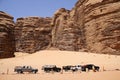 Safari jeeps in the valley of Laurence of Arabian