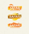 Safari Outdoor Adventure Vector Design Elements. Natural Grunge Concept on Recycled Paper Background Royalty Free Stock Photo