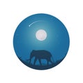 Safari theme Elephants Full moon and night sky Royalty Free Stock Photo