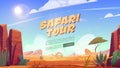 Safari tour cartoon landing page, Africa travel