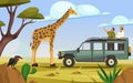 Safari tour or jeep safari, vector banner.