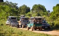 Safari traffic, four-wheel drive vehicles hardly pass each other in search of animals